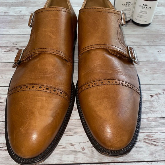 Saks Fifth Avenue Double Monk Strap Calf Skin Leather dress shoes - Picture 3 of 9